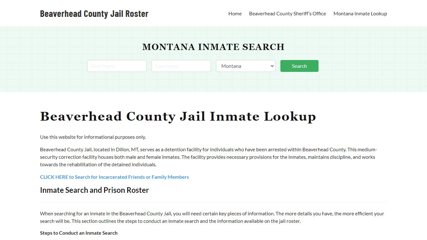 Beaverhead County Jail Roster Lookup, MT, Inmate Search